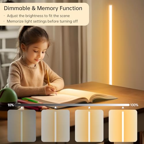 Marlrin Minimalist Corner Floor Lamp, Silver LED Standing Lamp | 57.8” height design with remote control, 2700K-6500K dimmable ambient light for living rooms, bedrooms, and corners