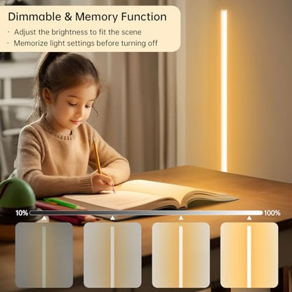 Marlrin Minimalist Corner Floor Lamp, Silver LED Standing Lamp | 57.8” height design with remote control, 2700K-6500K dimmable ambient light for living rooms, bedrooms, and corners