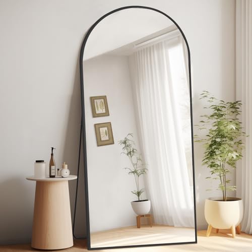 MELOMOIR 71"x32" Large Mirror Full Length, Arched Mirror Full Length, Black | HD Shatterproof Tempered Glass, Aluminum Alloy Frame, Arched-Top, Freestanding Leaning Wall Mounted, Bedroom Living Room - color: Black, size: 71"L x 32"W