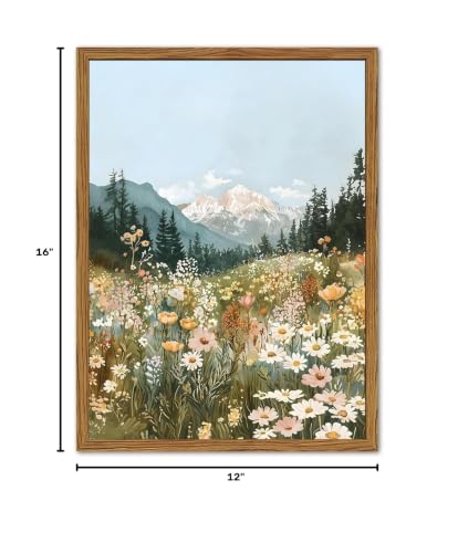 액자 보헤미안 풍경 벽 아트, 다채로운 꽃 산 그림 벽 장식, 빈티지 야생화 자연 그림 캔버스 프린트 소박한 홈 데코 거실 침실 사무실용 30.5 x 40.6cm(12 x 16인치) - color: 보헤미안 풍경, size: 16"L x 12"W