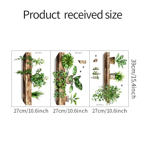 Green Plant Wall Decals 3D Bonsai Tropical Betterfly Wall Sticker Creative Vinyl Peel and Stick Removable Wall Art Decor for Living Room Bedroom Home Office (Green Plant 3) - style: Green Plant 3