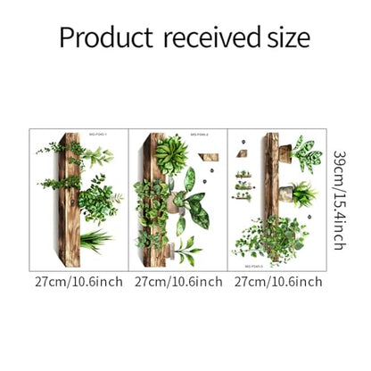 Green Plant Wall Decals 3D Bonsai Tropical Betterfly Wall Sticker Creative Vinyl Peel and Stick Removable Wall Art Decor for Living Room Bedroom Home Office (Green Plant 3) - style: Green Plant 3