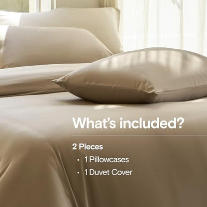 DOZ Duvet Cover Set, 100% Viscose derived from Bamboo, Organically Grown, Buttery Soft, Cooling Duvet Covers, High GSM, 1 Duvet Cover and 1 Pillowcase, 70"x90" (Dune, Twin/Twin XL) - color: Dune, size: Twin/Twin XL