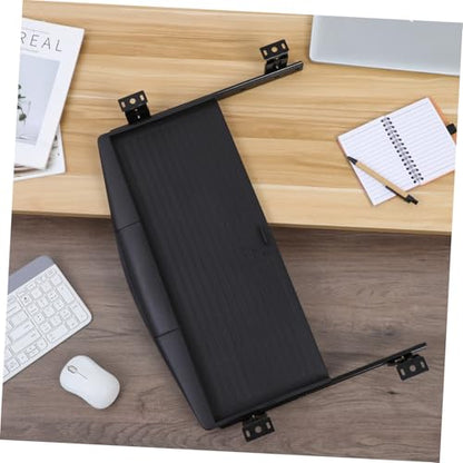 TEHAUX Under-Desk Keyboard Tray 20.67×9.06 in – Adjustable Slide-Out Drawer & Rotating Mouse Platform, Ergonomic Wrist Relief, Hidden Storage for Home Office & Gaming Desks