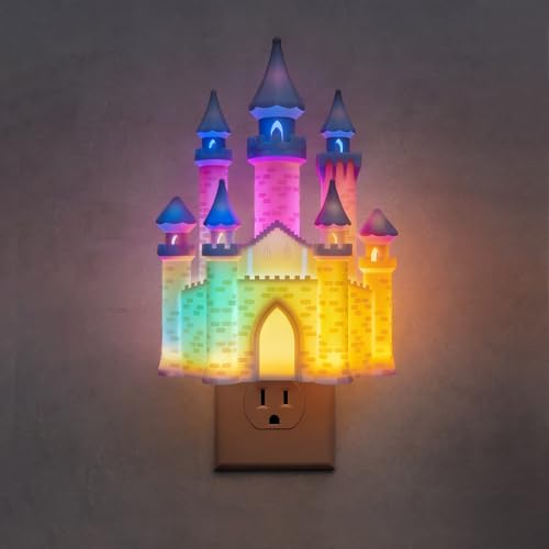 L LOHAS LED 3D Castle 야간 조명 벽에 꽂기, 황혼에서 새벽까지 야간 조명 | 아동용 컬러 LED 야간 조명, 어린이 방 침실 욕실 복도용 조도 조절 가능한 야간 조명, 1팩 - color: 성 - 멀티컬러