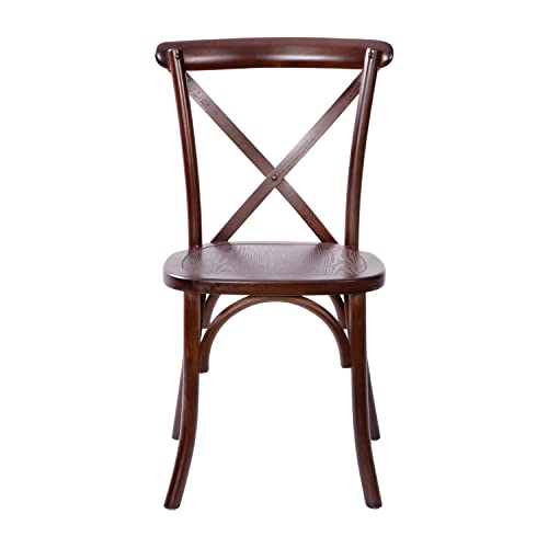 Merrick Lane Bardstown X-Back Bistro Style Wooden Dining Chair for Kitchens and Dining Rooms, High-Back Wood Stackable Kitchen Chair, Walnut - color: Walnut
