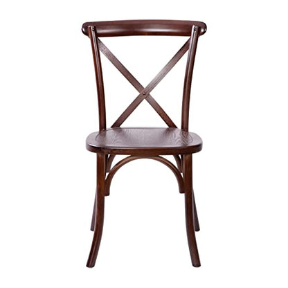 Merrick Lane Bardstown X-Back Bistro Style Wooden Dining Chair for Kitchens and Dining Rooms, High-Back Wood Stackable Kitchen Chair, Walnut - color: Walnut