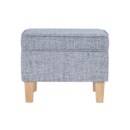 HomePop 22" Medium Rectangular Storage Ottoman - Blue Gray Woven Fabric - color: Blue Gray Woven Fabric