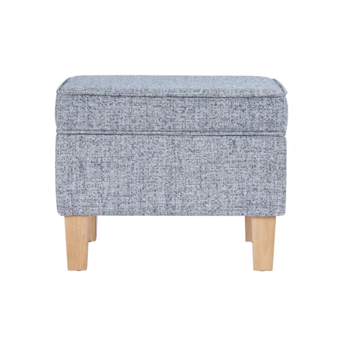 HomePop 22" Medium Rectangular Storage Ottoman - Blue Gray Woven Fabric - color: Blue Gray Woven Fabric