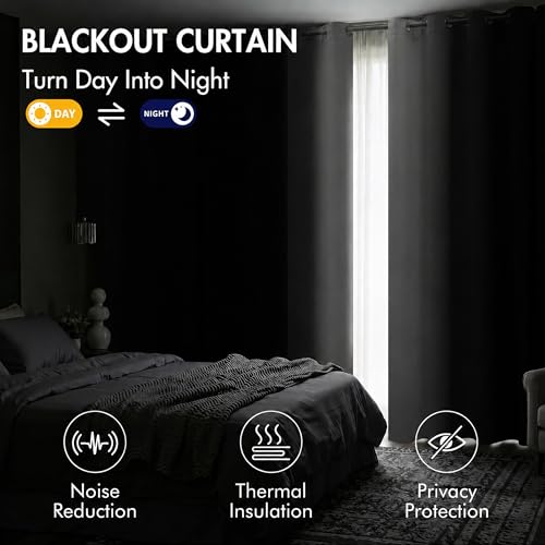 MIULEE Navy Blue and Greyish White Ombre Blackout Curtains 52Wx84L Set of 2 | Full Room Darkening,Thermal Insulated,84 Inch Long,Grommet Drapes for Bedroom/Living Room,Modern Window Treatments - color: Navy Blue and Greyish White, size: 52"W x 84"L (Pack