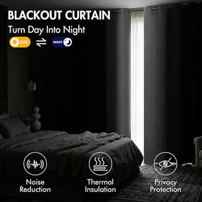 MIULEE Navy Blue and Greyish White Ombre Blackout Curtains 52Wx84L Set of 2 | Full Room Darkening,Thermal Insulated,84 Inch Long,Grommet Drapes for Bedroom/Living Room,Modern Window Treatments - color: Navy Blue and Greyish White, size: 52"W x 84"L (Pack