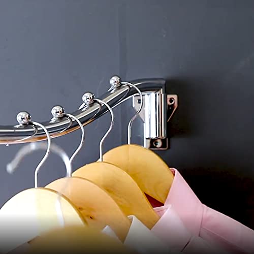 Folding Wall Mount Clothes Hanger Metal, 2 Pack Laundry Hanger Drying Rack | Foldable with Swing Arm 180°Rotation Stainless Steel Retractable Wall Mounted Bathroom Clothes Rack Balcony Coat Hooks - color: 5 Hanger * 2 28CM