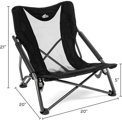 Cascade Mountain Tech Folding Camp Chair for Camping, Beach, Picnic, Barbqeues, Sporting Events with Carry Bag - color: Black