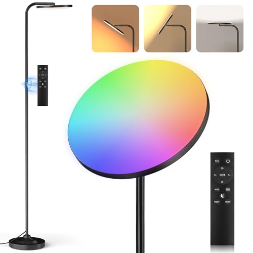 RGB Floor Lamp, 36W Bright LED Standing Lamp, Stepless Dimming Color Changing Torchiere Floor Lamps with Remote, 350°Rotating Modern Tall Floor Lamp for Living Room, Gaming Room - color: RGB (Red, Green, Blue)