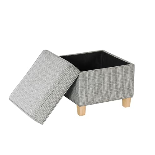 HomePop 18" Classic Square Storage Ottoman - Sage Mini Grid Pattern - color: Sage Mini Grid Pattern