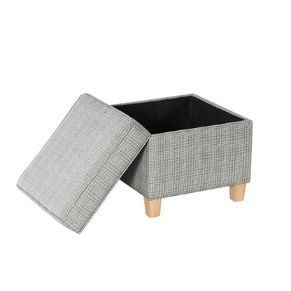 HomePop 18" Classic Square Storage Ottoman - Sage Mini Grid Pattern - color: Sage Mini Grid Pattern