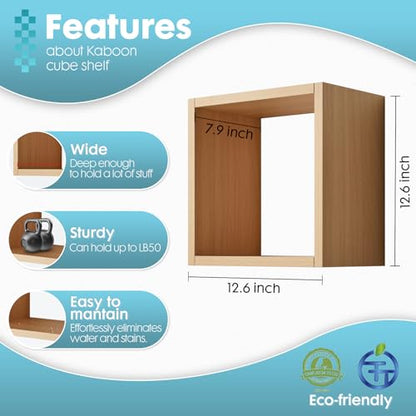 Cube Floating Shelves Set2, Display Shelves Wall Mount 7.75" D x 12.5" W x 12.5" H, (Light Walnut, Square 2 Cubes) - color: Light Walnut, size: Square-Set2