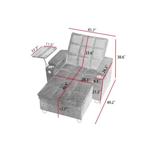 Convertible Sleeper Chair, Pull Out Sofa Bed with Adjustable Backrest & Hidden Storage Armrest, Single Sofa Recliner with USB Charging Port & Cup Holders for Living Room, Bedroom, Dark Gray - color: C-dark Gray-eb