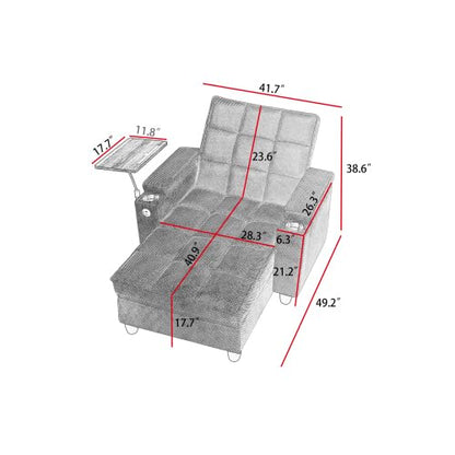 Convertible Sleeper Chair, Pull Out Sofa Bed with Adjustable Backrest & Hidden Storage Armrest, Single Sofa Recliner with USB Charging Port & Cup Holders for Living Room, Bedroom, Beige - color: C-beige-p8
