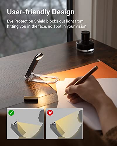 DEWENWILS USB Rechargeable Book Light for Reading in Bed, Warm White, Brightness Adjustable, LED Clip on Book Reading Lights, Perfect for Bookworms, Kids, Black | 2-Level Brightness, Flexible Lighting Angle, Compact & Lightweight, Ideal for Bookworms, Kid