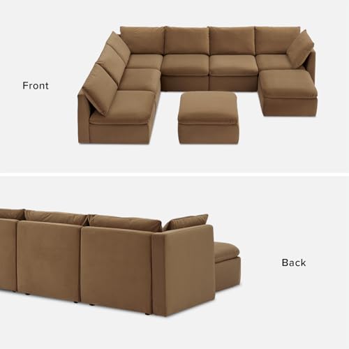 mopio Oversized Modular Sectional Sofa with Fully Removable Covers and Storage, Convertible U, L-Shaped and Sleeper Sectional, Modern Couches with Ottoman Chaise (Hazelnut Velvet, 8 Seats, U) - color: [Gen 2] Hazelnut Velvet, size: 8 Seats, U