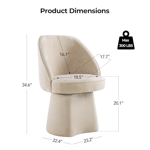 CHITA Swivel Dining Chair, Upholstered Modern Dining Chairs with High Back, Kitchen Chairs for Dining Room, Vanity Chairs for Bedroom, Beige - color: Beige-armless, size: Set of 1