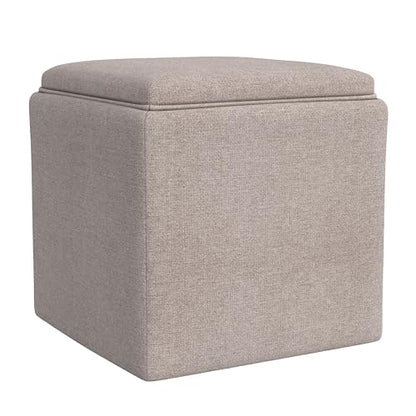 HomePop 17.5" Storage Ottoman with Tray Top - Light Brown Woven - color: Light Brown Woven