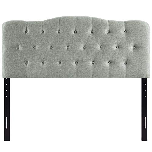 Ergode Annabel Button Tufted Linen Fabric Upholstered Queen Headboard | Tranquil Haven | Soft Tones | Sophisticated Design | Durable Build | Graceful Contours | Enhance Bedroom Ambiance