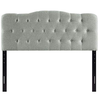 Ergode Annabel Button Tufted Linen Fabric Upholstered Queen Headboard | Tranquil Haven | Soft Tones | Sophisticated Design | Durable Build | Graceful Contours | Enhance Bedroom Ambiance