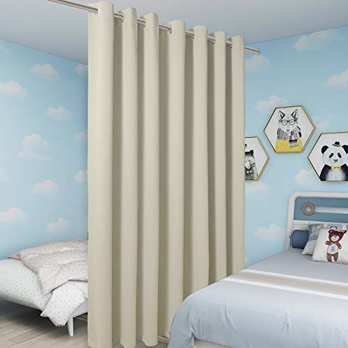 BONZER Room Divider Blackout Curtain Wide Wall Partitions | Room Darkening Total Privacy Wall Noise Reducing Drapes for Bedroom, 84L x 108W Inch (7L x 9W ft), 1 Panel, Cream - color: Cream, size: 108"W x 84"L (Pack of 1)