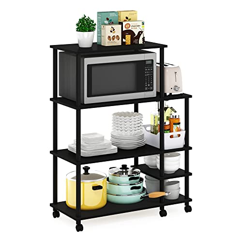 4-Tier Kitchen Storage Cart with Wheels, Pantry Organizers and Storage, Kitchen Cart, Coffee Bar, Bakers Rack, Americano