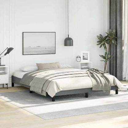 Dark Grey Queen Upholstered Platform Bed 61"x81.1"x9.8", Fabric & Wood, Low Profile, Easy Assembly - color: Grey-a, size: Queen
