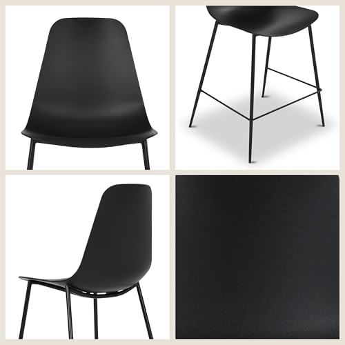 Poly & BARK Isla Bar Stools Set of 3 – Counter Height Bar Stool for Kitchen – Set of Counter Stools – Indoor/Outdoor Barstools – Modern Kitchen Bar Stools - Ebony Black - color: Ebony Black, style: Isla Counter Stool Set of 3