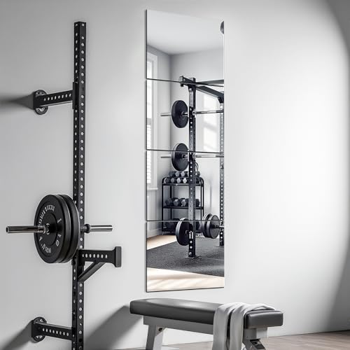 Home Gym Mirrors, 12'' x 12'' Glass Mirror Tiles, 4 PCS | Square Large Wall Mirror, For Home Gym, Bedroom, Door, Bathroom, Frameless Mirror Sets - size: 12" x 12" (4 PCS)