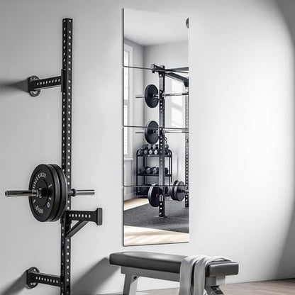 Home Gym Mirrors, 12'' x 12'' Glass Mirror Tiles, 4 PCS | Square Large Wall Mirror, For Home Gym, Bedroom, Door, Bathroom, Frameless Mirror Sets - size: 12" x 12" (4 PCS)