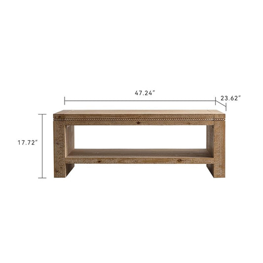 Wood Coffee Table for Living Room, Modern Unique Farmhouse Rectangle Wood Coffee Table with Storage Shelf Contemporary Vintage Rustic Center Table Retro End Side Tea Table, Office, Apartment, Natural - size: 47.24''D×23.62''W×17.72''H