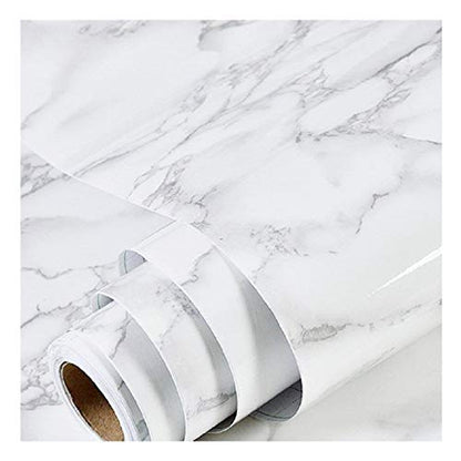 Marble Peel and Stick Wallpaper Kitchen Countertop & Cabinets Contact Paper | 17.7 inch x 78.7 inch Granite Wall Paper for Old Furniture Self Adhesive and Removable Easy to Apply - color: Gray/White, size: 17.7" x 78.7"