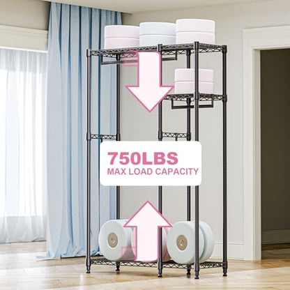 M MZG Heavy Duty Rolling Garment Rack 3 Tiers Adjustable Wire Shelving Clothes Rack with 3 Rods and Side Hooks,Storage Closet Clothing Rack Black 15.7" D x 43.3" W x 76.5" H - color: Black, size: 2 composition 15.7"D x 43.3"W x 76.5"H