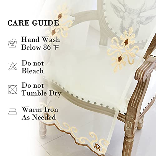 Simple Chenille Jacquard Sheer Window Elegance Curtains/Drapes/Panels/Treatments for Bedroom Living Room, 54 x 84 Inch, Top Grommets(2 Panels) - color: Coffee-sheer, size: 54"W x 84"L (Pack of 2)