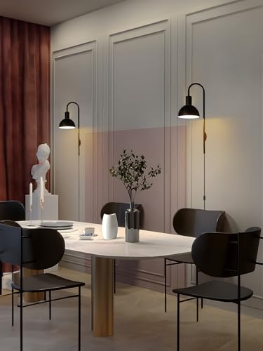 TORCHSTAR 26 Inch Wall Light Fixture, Metal, Plug-in, E26 Base, Black | Wall Mounted Lamp with On/Off Switch for Living Room, Reading Nook, Bedroom, Bulb Not Included - color: Black