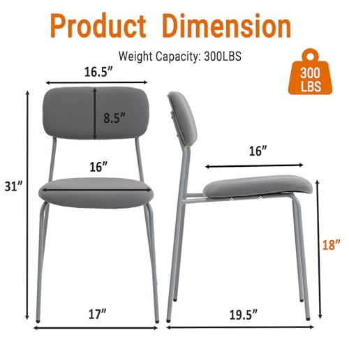 Sidanli Reception Chair Set of 4, Stackable Waiting Room Seating for Office, Lobby, and Guest Use, Grey - color: Grey