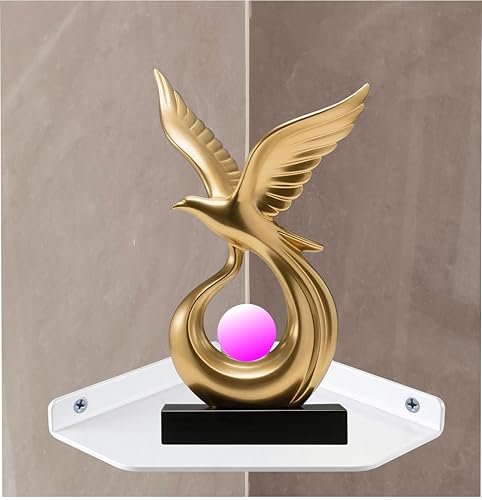 8 Inch White Floating Corner Shelf Wall Mounted, Triangle Wall Shelf for Kitchen, Speakers, Wine, Trophies & Decor - color: White, size: 8 inch corner shelves
