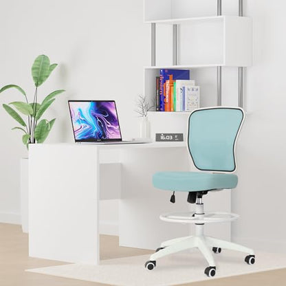 Drafting Chair Adjustable Height Tall Office Chairs Standing Desk Chair Rolling Stool Chair Armless Office Drafting Chair Blue - color: Blue