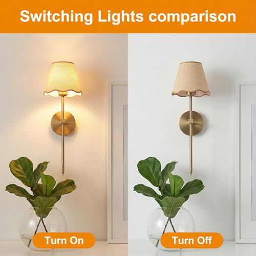 ADISUN Wall Sconce Set of 2, Gold Plug in Wall Lamps for Living Room, Hardwired, Rattan Shade Wall Lights Fixture for Bedroom Living Room Hallway Kitchen - color: Gold, 20inch