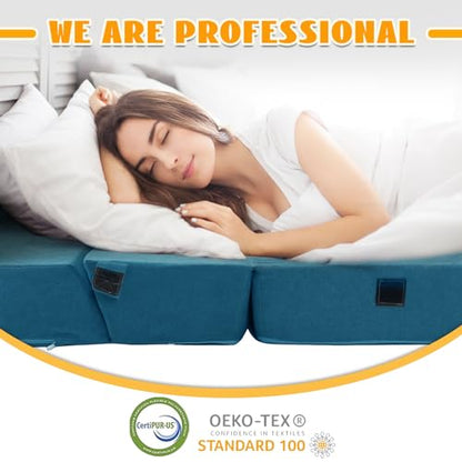 jela Foldable Sofa Bed, Convertible Sleeper Lounge Chair Floor Mattress Floor Couch with Backrest, Fold Out Futon with Washable Miss Fabric Cover for Guest Room, Living Room (83"x33",Teal) - color: Miss Fabric Light Blue