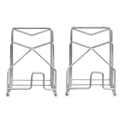 2 Pack Pot Lid Organizer Cutting Board Holder Inside Cabinet 304 Stainless Steel Pots and Pan Organizer Under Cabinet Pot Cover Cookie Sheet Bakeware Serving Tray Cooling Rack Stand Kitchen Countertop - color: 2 Packs Silver