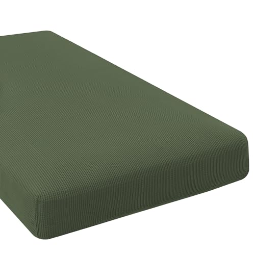 H.VERSAILTEX Super Stretch Individual Chaise Cover Sectional Couch Covers for L Shaped Sofa Both Left/Right Featuring Thick Jacquard Textured Twill Fabric (1 Piece Chaise Cover, Bronze Green) - color: Bronze Green, size: Chaise Cover