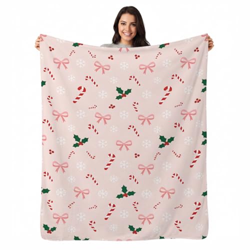 Christmas Candy Cane Throw Blanket, Soft Flannel Fleece 40" x 50" | Yujiiso Christmas Candy Cane Blanket Lightweight Decor for Living Room, Bedroom, Office and Travel, Home Decor Gift - color: Christmas Candy Cane, size: 40"x50"