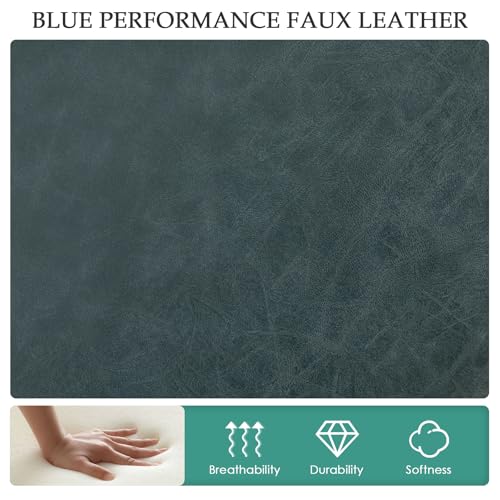 Home Accent Chair Mid Century Modern Accent Chair with Wood Frame, Faux Leather Upholstered Armchair, Reading Chair, for Living Room, Bedroom,Office,Comfy Guest Waiting Room Chairs Blue - color: Blue, size: Faux Leather