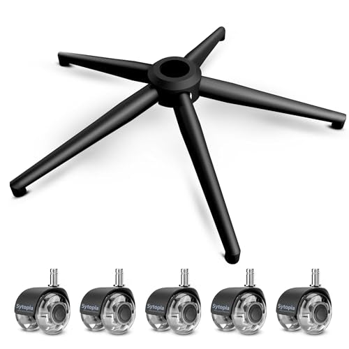 24''(60cm) Criss Cross Home Office Swivel Chair Base Replacement with Rubber Casters, Heavy Duty Desk Chair Reinforced Metal Leg, Universal Caster and Gas Cylinder Size, Matte Black - color: Style B-bundle